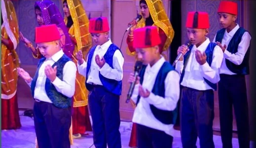Boys taking part in a cultural programme at The Space